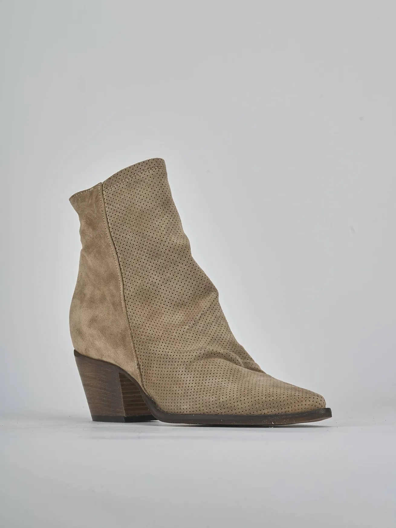 Stivaletti tacco 5cm camoscio marrone