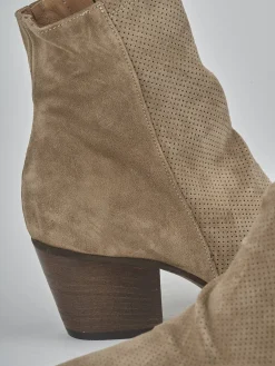 Stivaletti tacco 5cm camoscio marrone