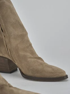 Stivaletti tacco 5cm camoscio marrone