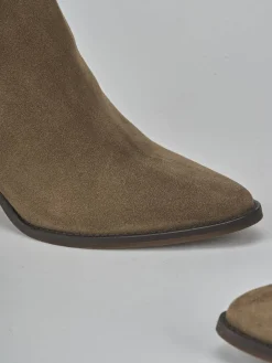 Stivaletti tacco 7cm camoscio marrone