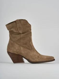 Stivaletti tacco 7cm camoscio marrone