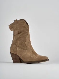 Stivaletti tacco 7cm camoscio marrone