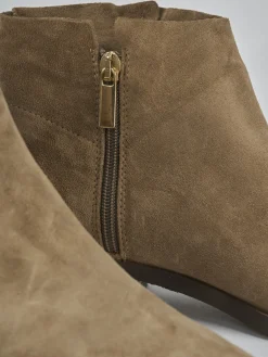 Stivaletti tacco 3cm camoscio marrone