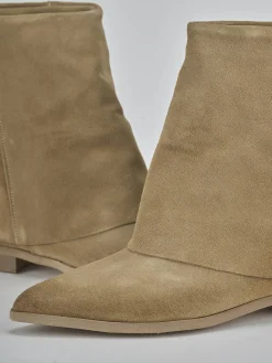 Stivaletti tacco 1cm camoscio marrone