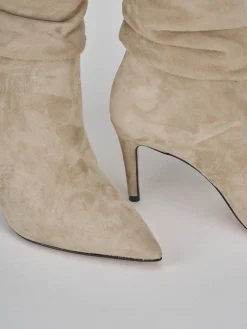 Stivaletti tacco 9cm camoscio beige