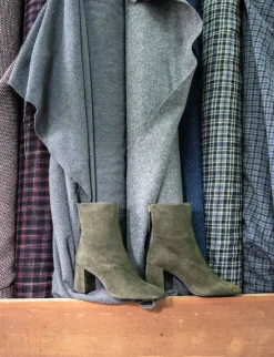 Stivaletti tacco 7cm camoscio verde