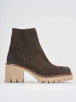 Stivaletti tacco 5cm camoscio marrone