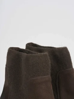 Stivaletti tacco 5cm camoscio marrone