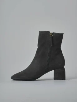 Stivaletti tacco 6cm camoscio grigio