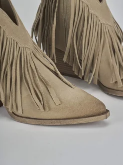 Stivaletti tacco 7cm camoscio beige