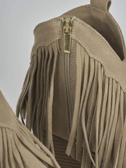 Stivaletti tacco 7cm camoscio beige