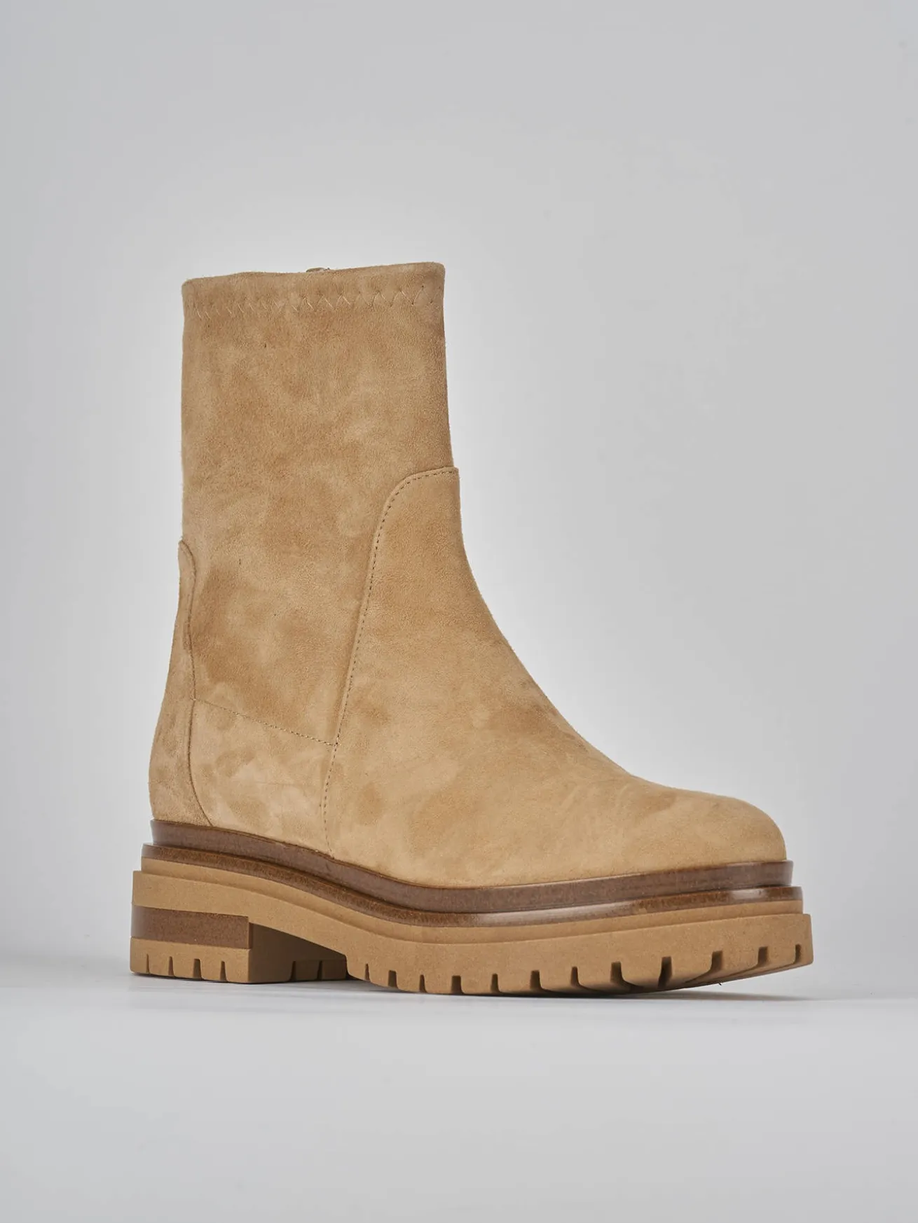 Stivaletti tacco 3cm camoscio marrone