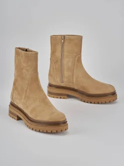 Stivaletti tacco 3cm camoscio marrone