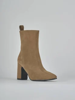 Stivaletti tacco 9cm camoscio marrone