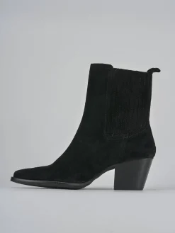 Stivaletti tacco 7cm camoscio nero