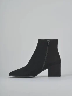 Stivaletti tacco 5cm camoscio nero