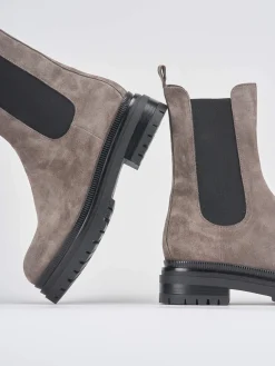 Stivaletti tacco 3cm camoscio grigio