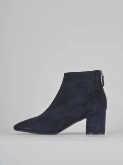 Stivaletti tacco 5cm camoscio blu