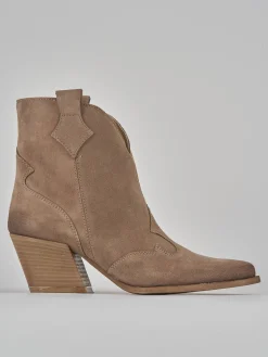 Stivaletti tacco 8cm camoscio beige