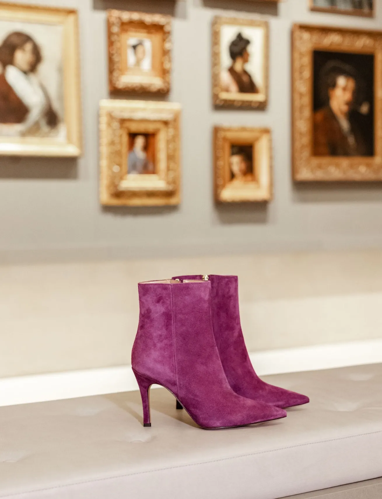 Stivaletti tacco 9cm camoscio viola