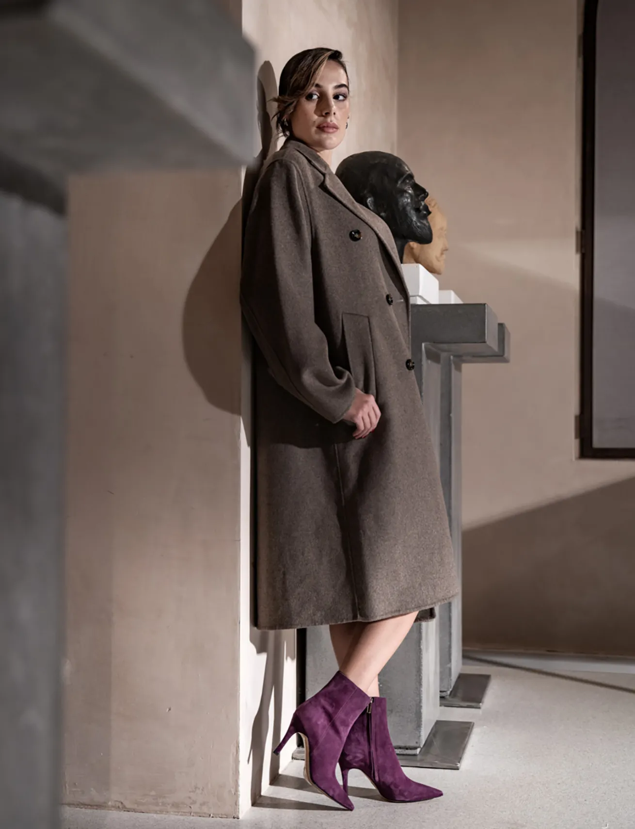 Stivaletti tacco 9cm camoscio viola