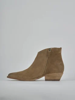 Stivaletti tacco 4cm camoscio beige