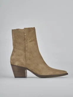 Stivaletti tacco 6cm camoscio marrone