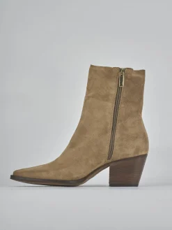 Stivaletti tacco 6cm camoscio marrone