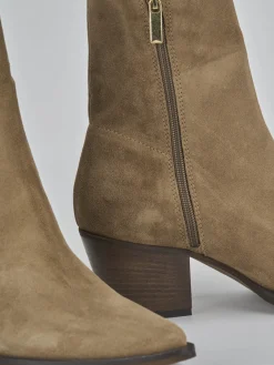 Stivaletti tacco 6cm camoscio marrone