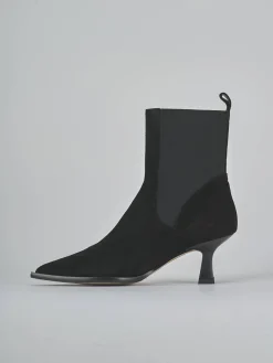 Stivaletti tacco 5cm camoscio nero