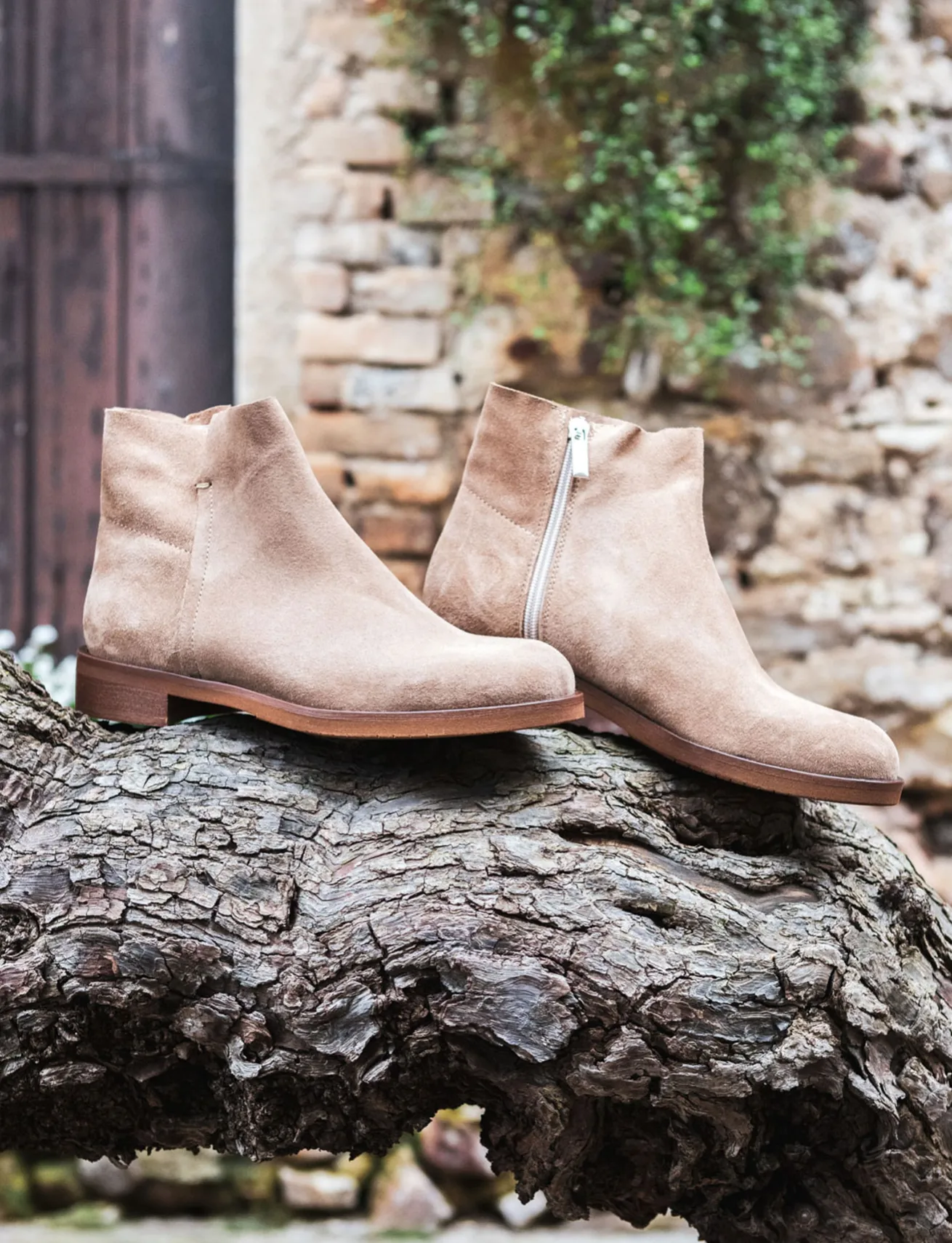 Stivaletti tacco 2cm camoscio marrone