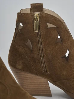 Stivaletti tacco 6cm camoscio marrone