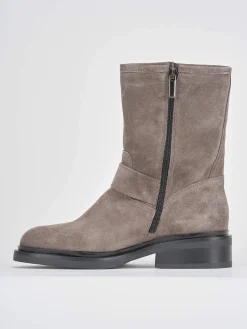 Stivaletti tacco 2cm camoscio grigio