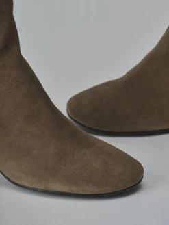 Stivaletti tacco 6cm camoscio beige