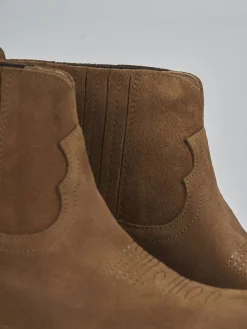 Stivaletti tacco 3cm camoscio marrone