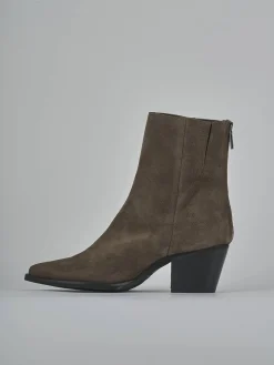 Stivaletti tacco 6cm camoscio beige