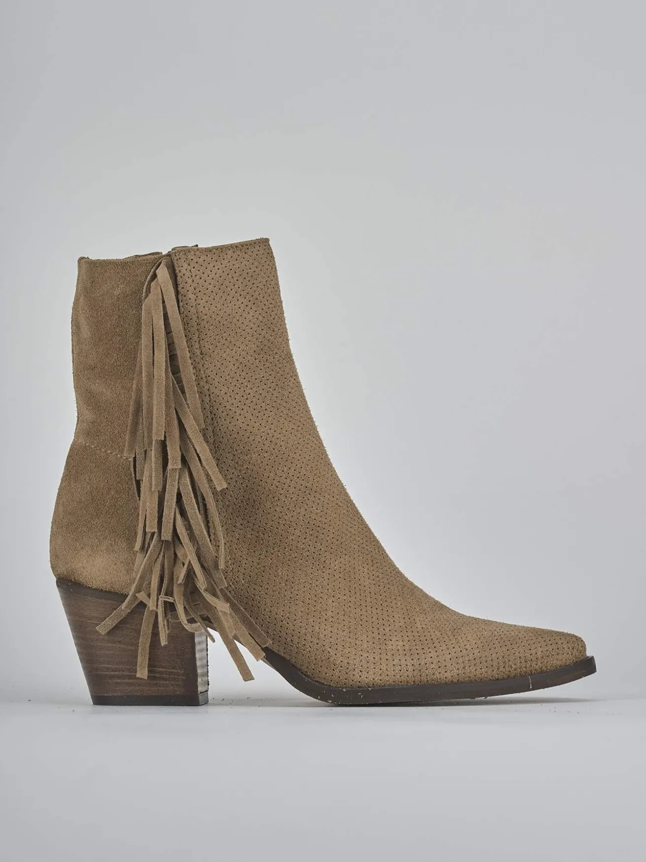 Stivaletti tacco 6cm camoscio marrone