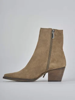 Stivaletti tacco 6cm camoscio marrone