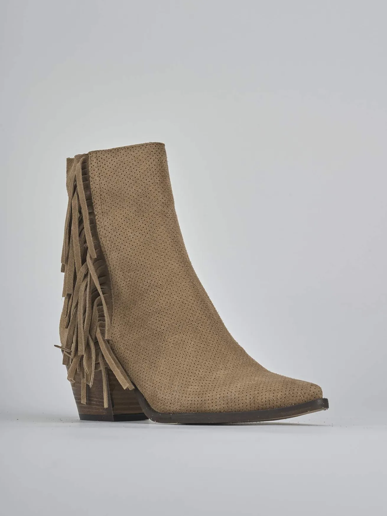 Stivaletti tacco 6cm camoscio marrone