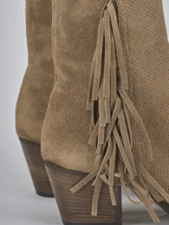 Stivaletti tacco 6cm camoscio marrone