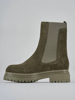 Stivaletti tacco 3cm camoscio verde