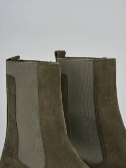 Stivaletti tacco 3cm camoscio verde