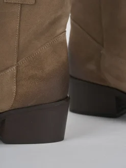 Stivaletti tacco 3cm camoscio beige