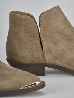 Stivaletti tacco 3cm camoscio marrone