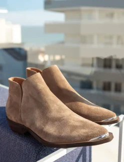 Stivaletti tacco 3cm camoscio marrone