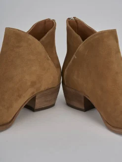 Stivaletti tacco 5cm camoscio marrone