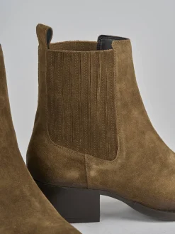 Stivaletti tacco 3cm camoscio marrone