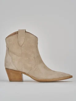 Stivaletti tacco 5cm camoscio beige