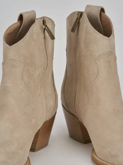 Stivaletti tacco 5cm camoscio beige