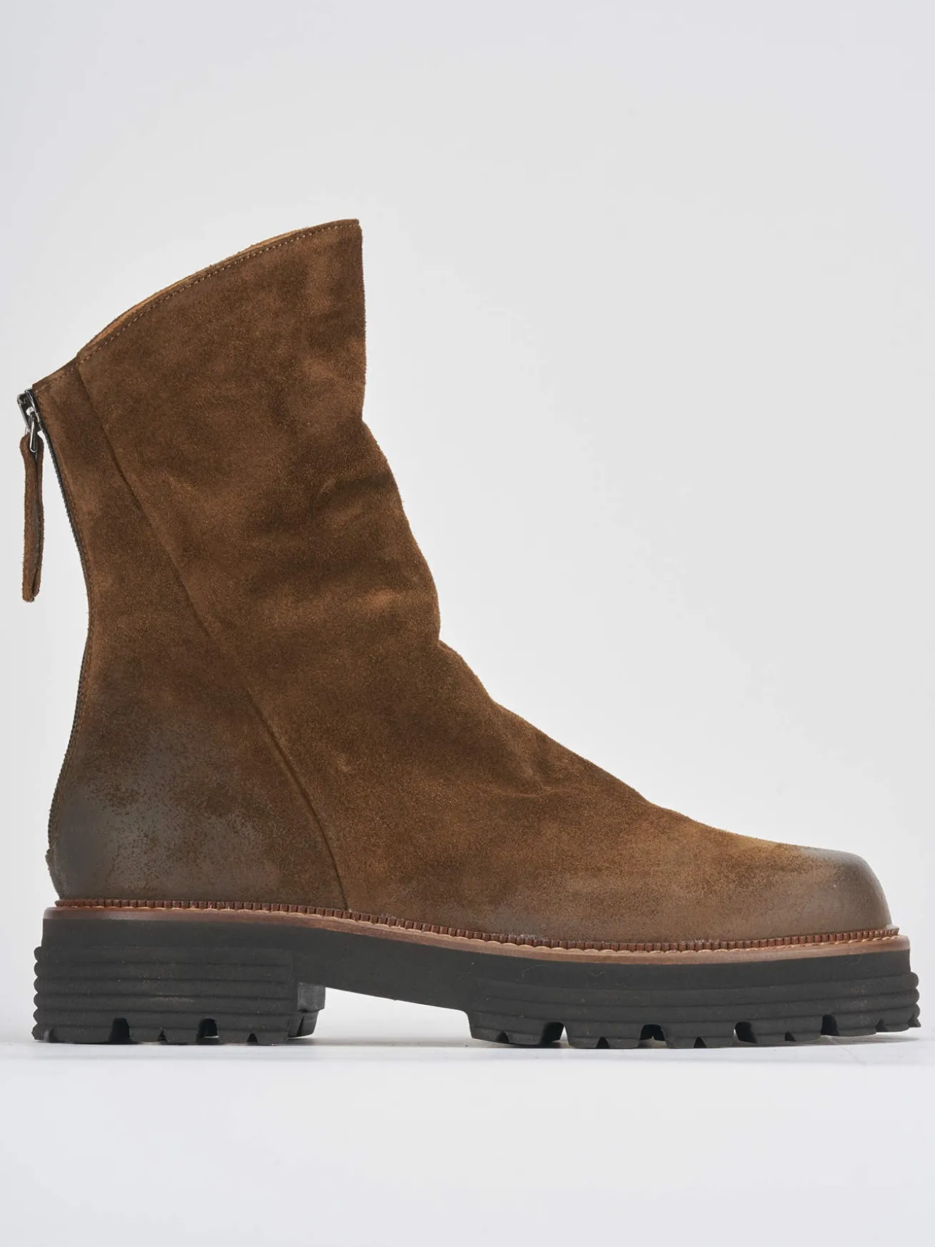 Stivaletti tacco 2cm camoscio marrone